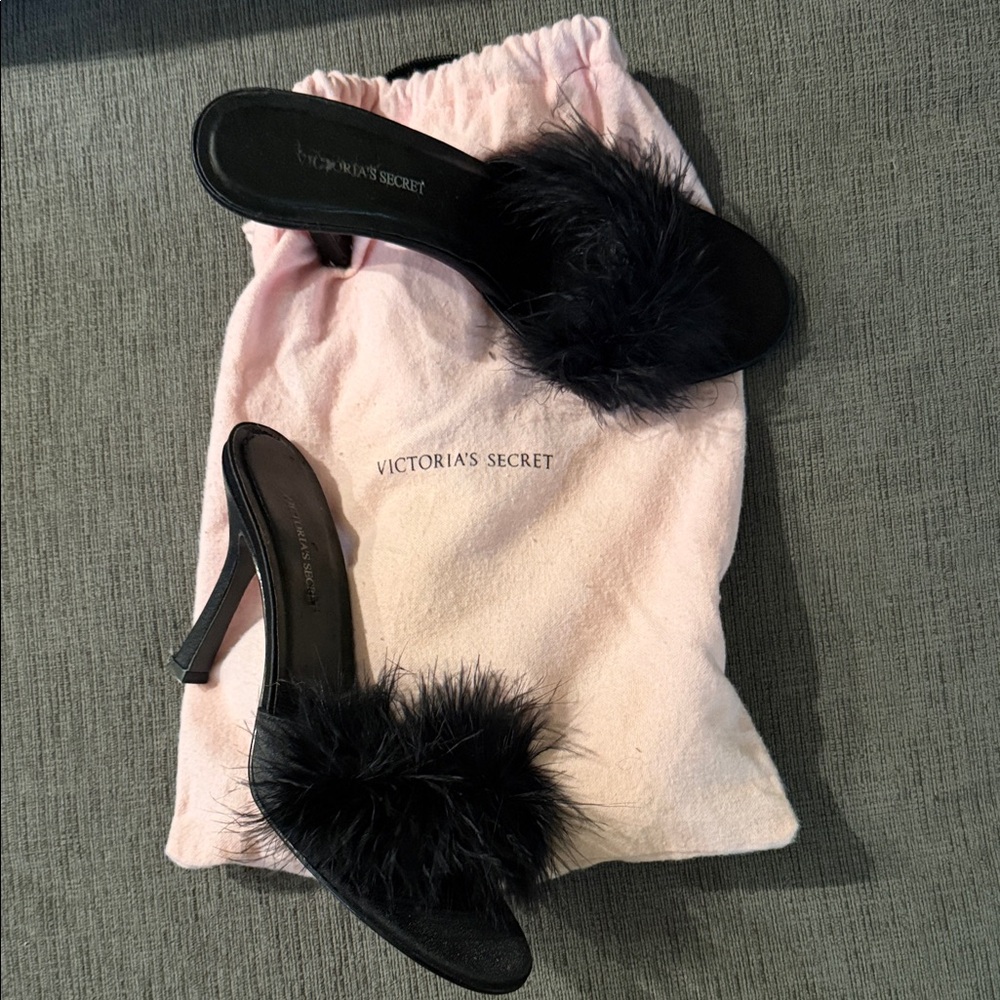 Victoria's Secret Black Feathered Heels